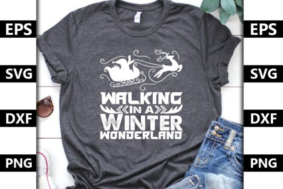 Christmas Quote SVG Design, Walking in: Graphics & T-Shirt Designs